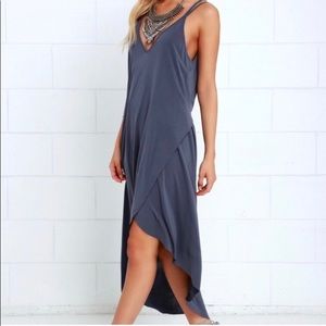 Mood and melody washed blue high low dress